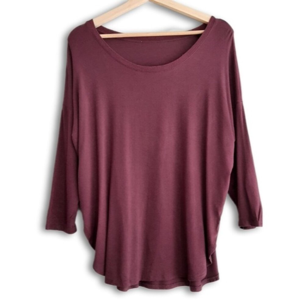 BABATON / Aritzia The Noris Tee Scoop Neck Top Maroon Burgundy Red Sz S